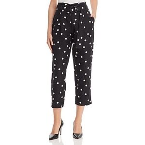 Aqua Polka Dot Linen Blend Trousers with Belt